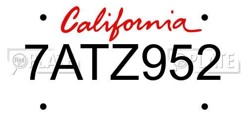 7ATZ952 California License Plate