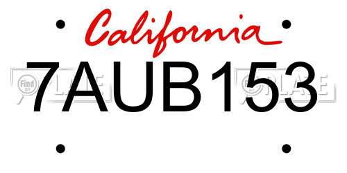 7AUB153 California License Plate
