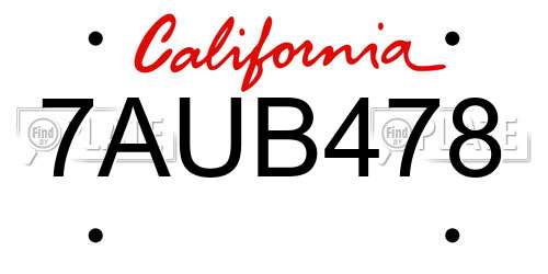 7AUB478 California License Plate