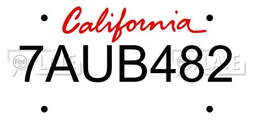 7AUB482 California License Plate