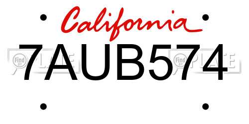 7AUB574 California License Plate