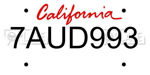 7AUD993 California License Plate