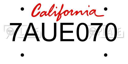 7AUE070 California License Plate