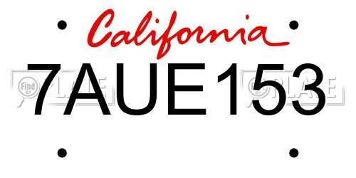 7AUE153 California License Plate