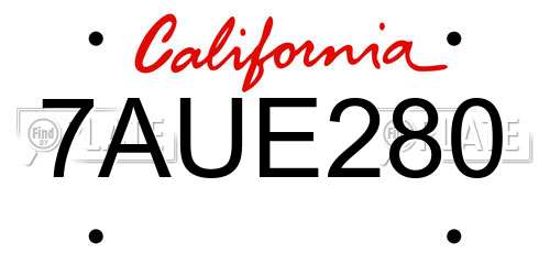 7AUE280 California License Plate