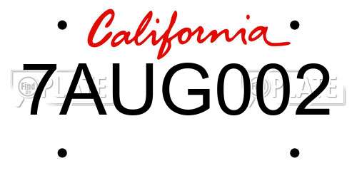 7AUG002 California License Plate