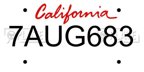 7AUG683 California License Plate