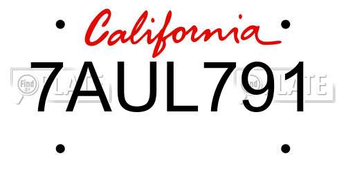 7AUL791 California License Plate