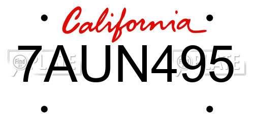 7AUN495 California License Plate