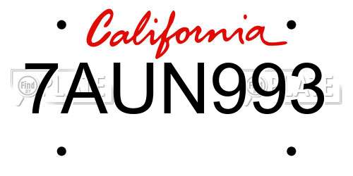 7AUN993 California License Plate