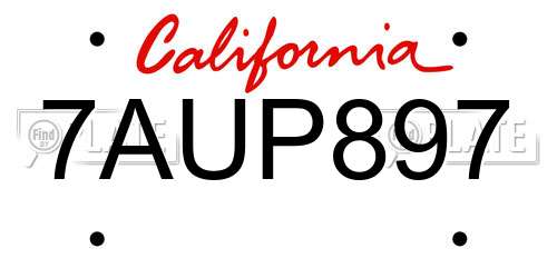 7AUP897 California License Plate
