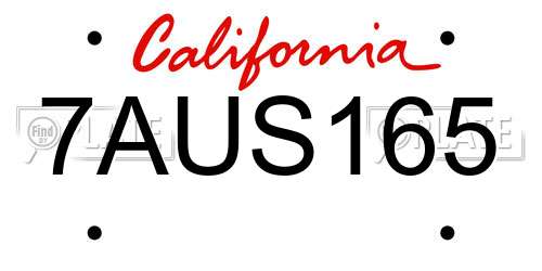 7AUS165 California License Plate