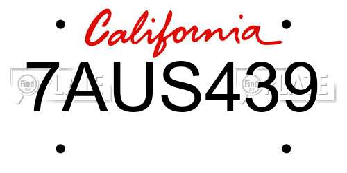7AUS439 California License Plate