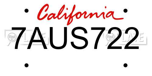 7AUS722 California License Plate