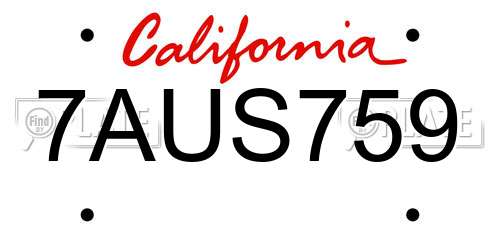 7AUS759 California License Plate