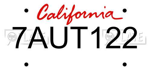 7AUT122 California License Plate