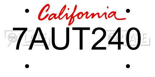 7AUT240 California License Plate