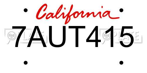 7AUT415 California License Plate