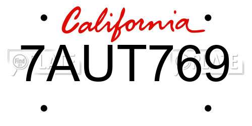 7AUT769 California License Plate