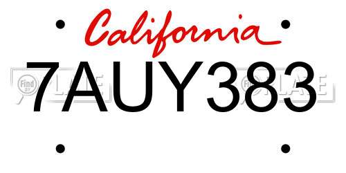 7AUY383 California License Plate