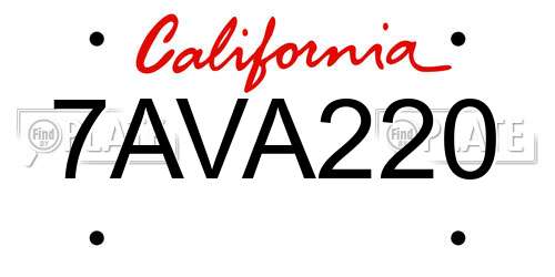 7AVA220 California License Plate