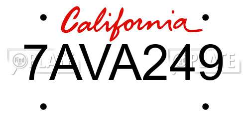 7AVA249 California License Plate