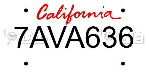 7AVA636 California License Plate