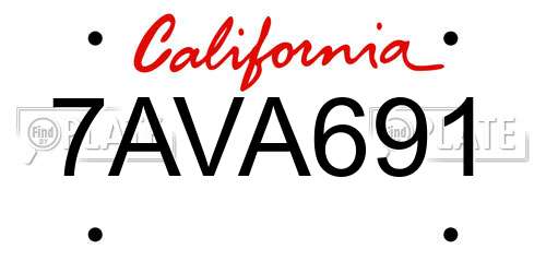 7AVA691 California License Plate