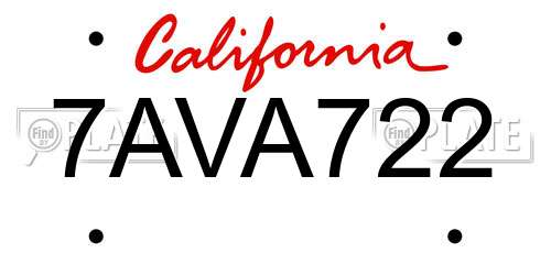 7AVA722 California License Plate