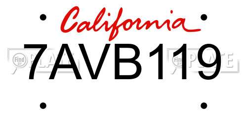7AVB119 California License Plate