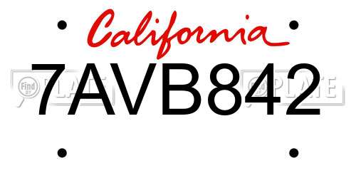 7AVB842 California License Plate