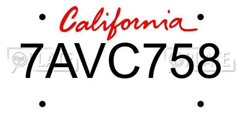 7AVC758 California License Plate