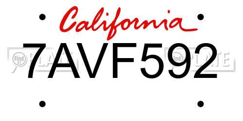 7AVF592 California License Plate
