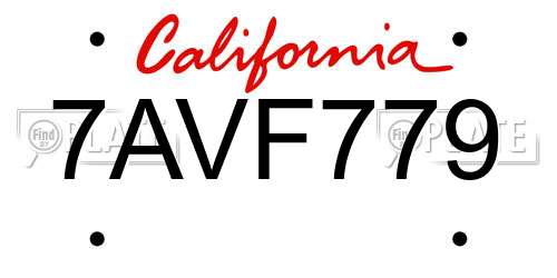 7AVF779 California License Plate
