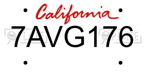 7AVG176 California License Plate