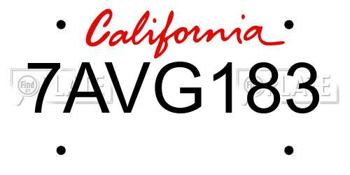 7AVG183 California License Plate