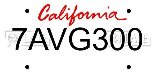 7AVG300 California License Plate