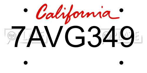 7AVG349 California License Plate