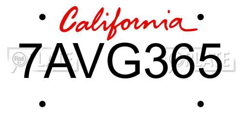 7AVG365 California License Plate