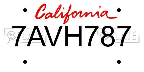 7AVH787 California License Plate