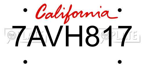 7AVH817 California License Plate