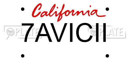 7AVICII California License Plate