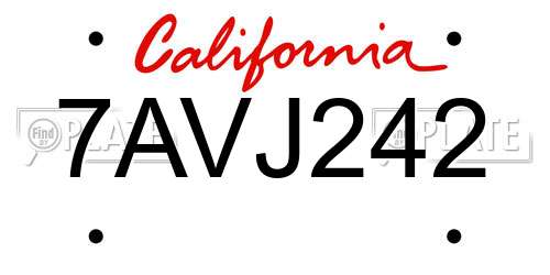7AVJ242 California License Plate