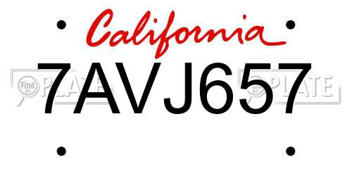 7AVJ657 California License Plate