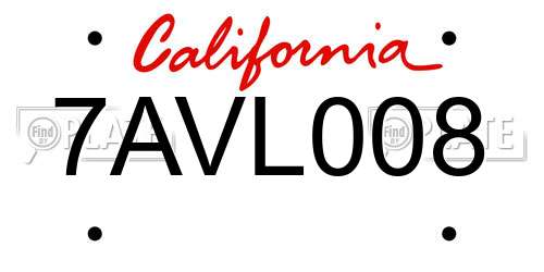 7AVL008 California License Plate