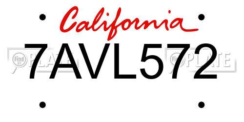 7AVL572 California License Plate