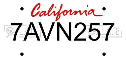 7AVN257 California License Plate