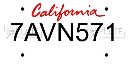 7AVN571 California License Plate