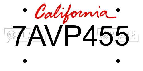 7AVP455 California License Plate