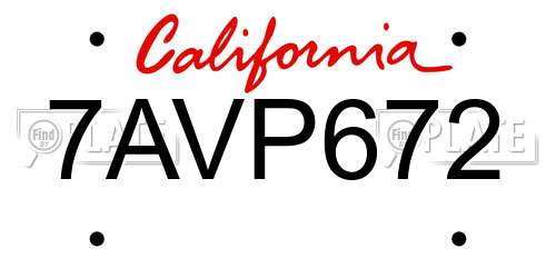 7AVP672 California License Plate